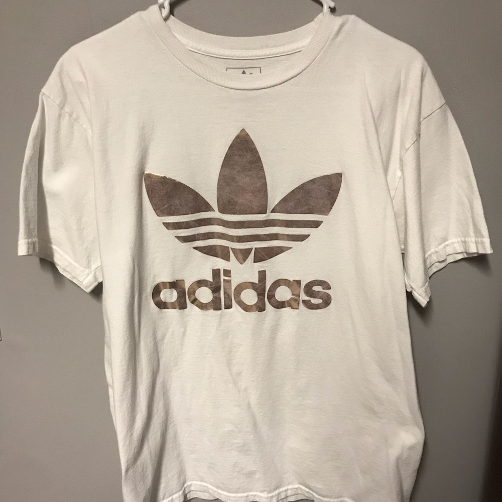 Rose gold and white adidas t-shirt